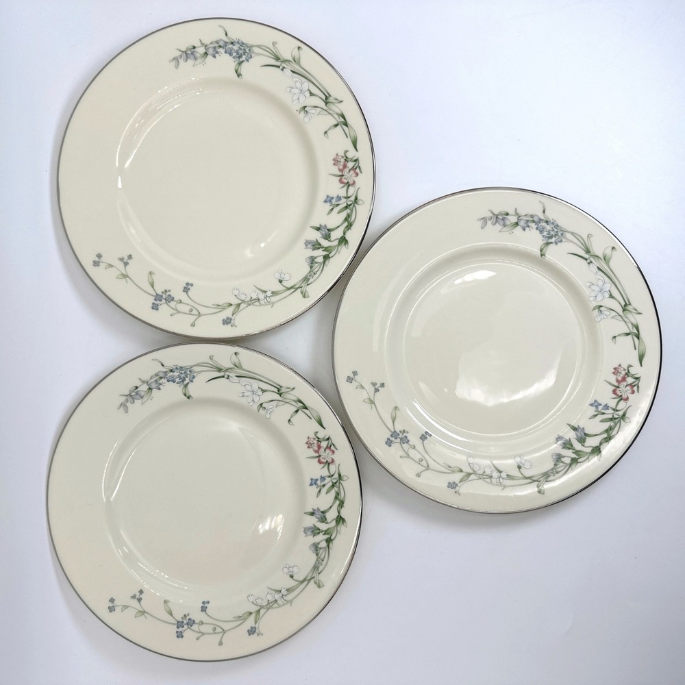 Minton Salad Plate Cream 8" Brookwood Floral Fine Bone China EUC Set of 3